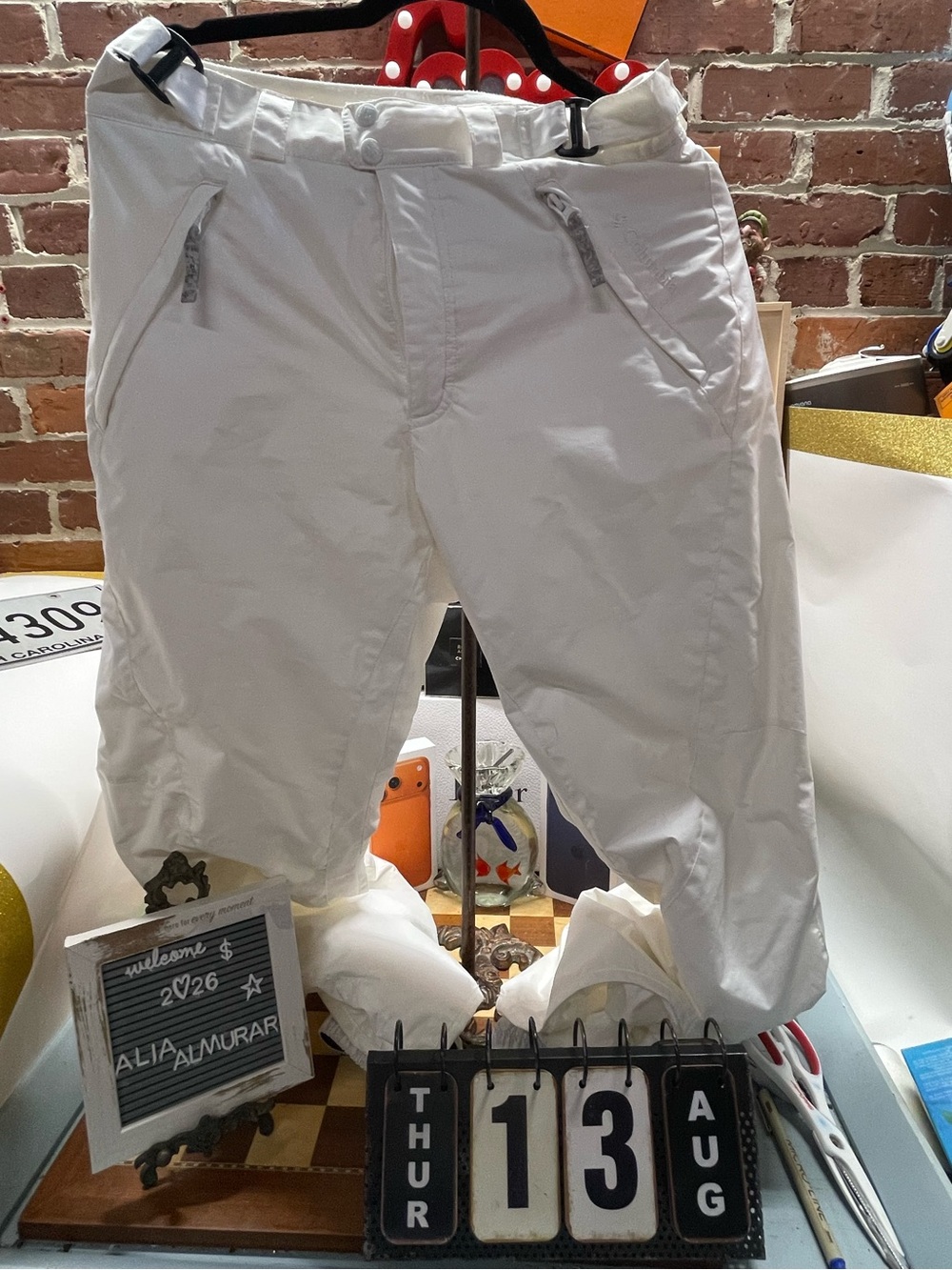 Columbia Omni-Tech Waterproof Ski Snowboard Snow Pants WHITE